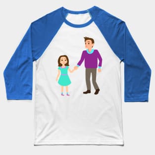 Father and Daughter Walking Baseball T-Shirt